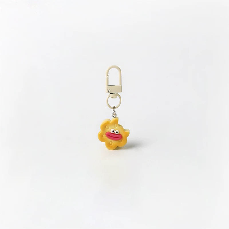 JIPPURI Keychain Mini Sausage Lips Biscuit Yellow Flower Biscuit
