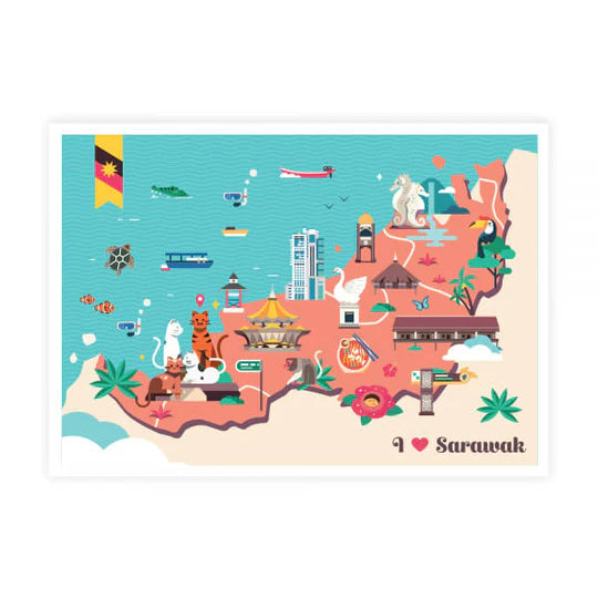 LOKAMADE Malaysia Series Postcard MSP36: The Bornean Sarawak