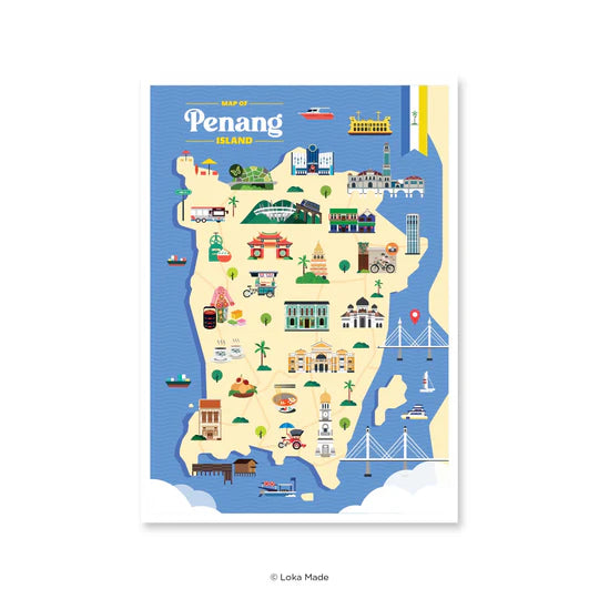 LOKAMADE Malaysia Series Postcard MSP170: Map of the Penang Island