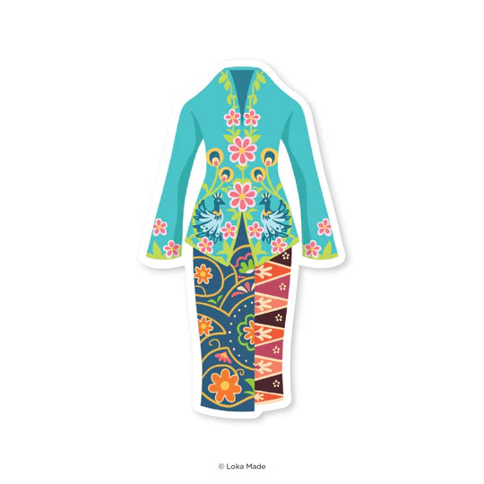 LOKAMADE Shaped Postcard MDP79: Azure Kebaya