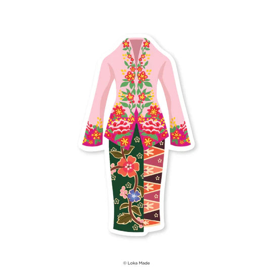 LOKAMADE Shaped Postcard MDP80: Pink Sapphire Kebaya