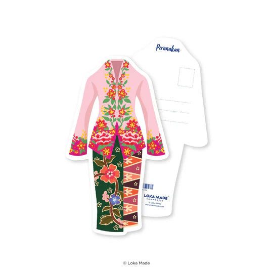 LOKAMADE Shaped Postcard MDP80: Pink Sapphire Kebaya