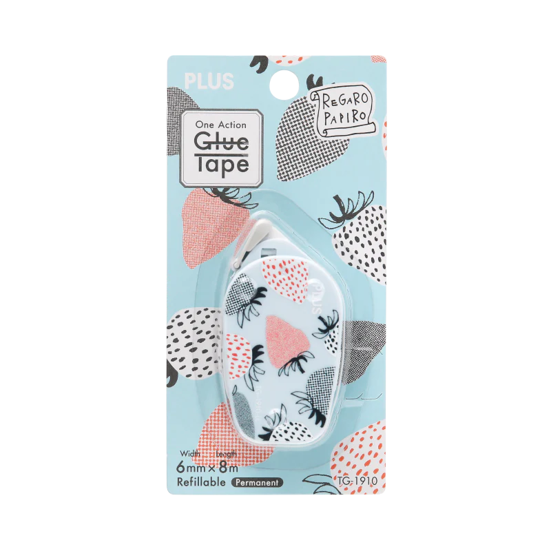 PLUS One Action Regaro Glue Tape 6mmx8M Strawberry