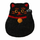 MARK'S Japan Fortune Motif Felt Coaster Lucky Cat Black