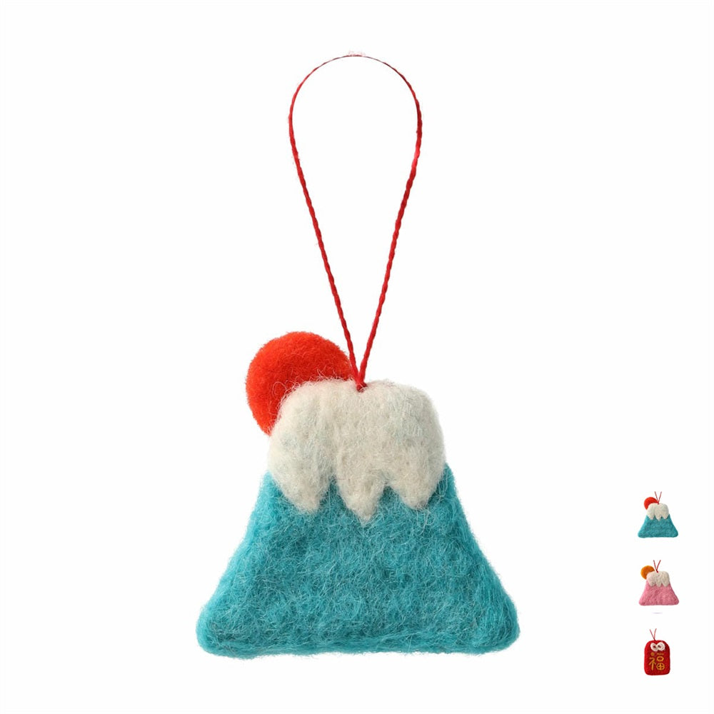 MARK'S Japan Fortune Motif Felt Ornament Mt Fuji Blue