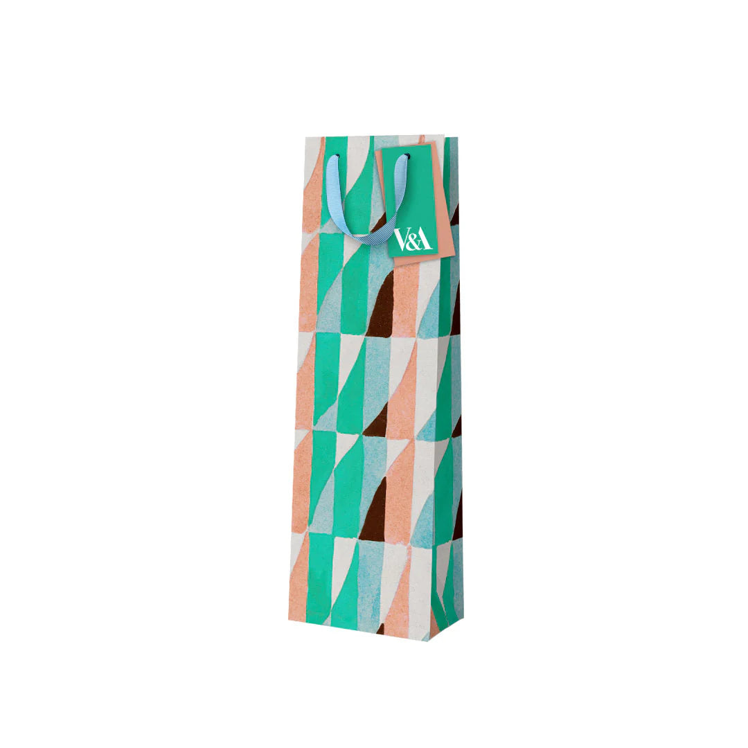 OHH DEER Bottle Gift Bag Playful Geometrics Turquoise Prism