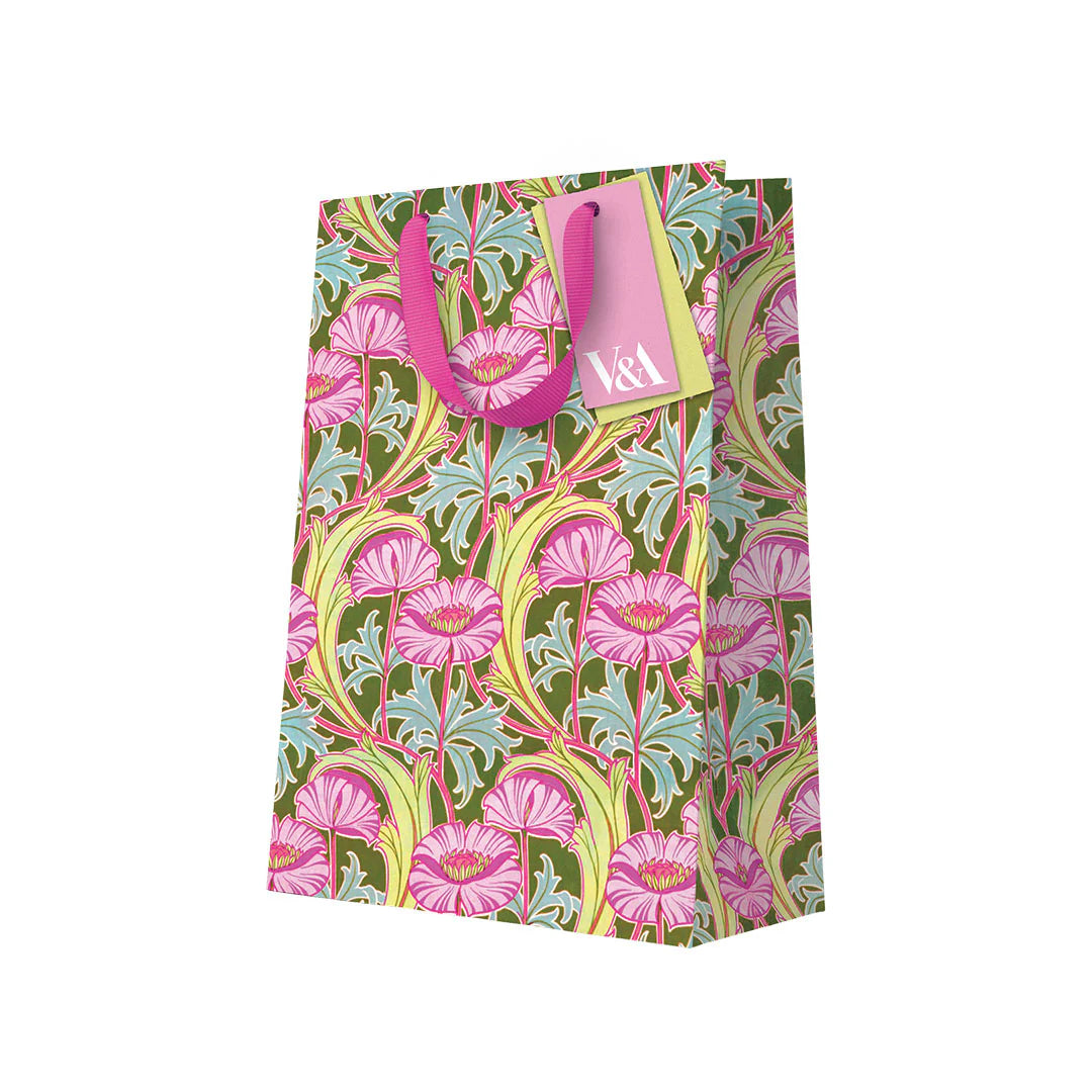 OHH DEER Gift Bag L Neon Floral Pink Poppies