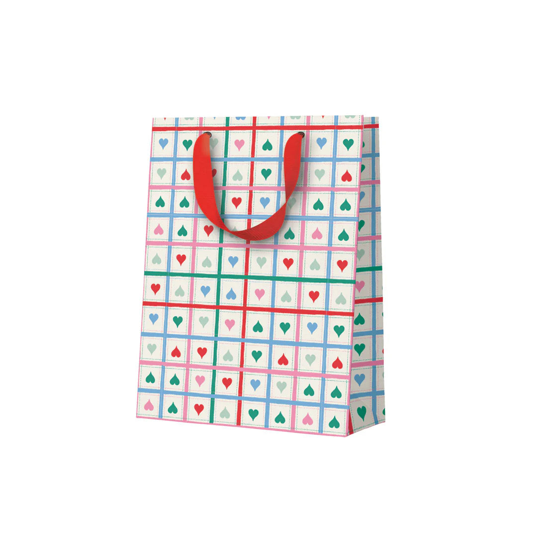 OHH DEER Gift Bag S Heart Grid