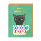 OHH DEER Card Green Teacup Cat
