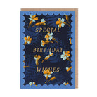 OHH DEER Card Scalloped Navy and Orange Floral