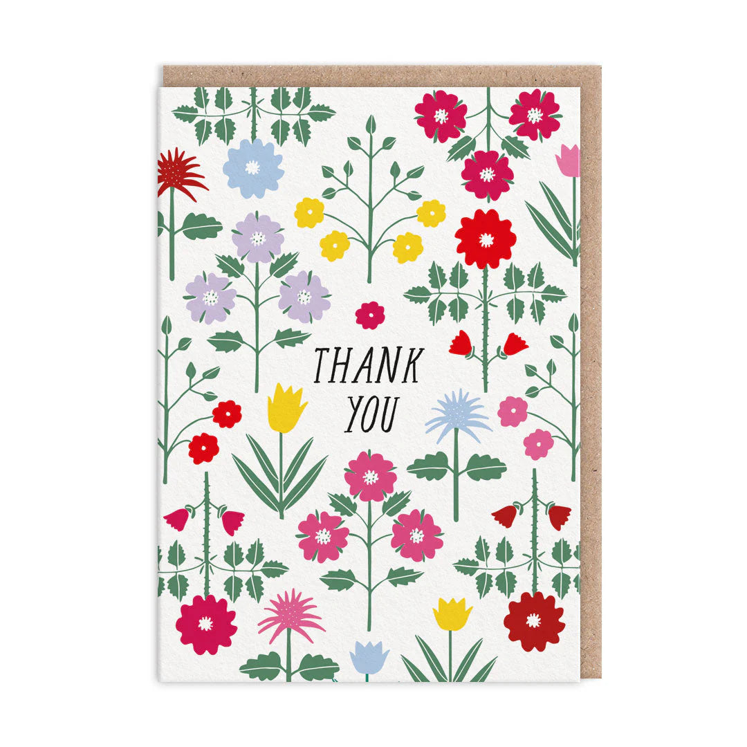 OHH DEER Card Thank You Floral Pattern Thank You