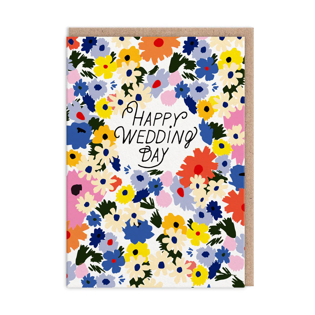 OHH DEER Card Happy Wedding Day Floral