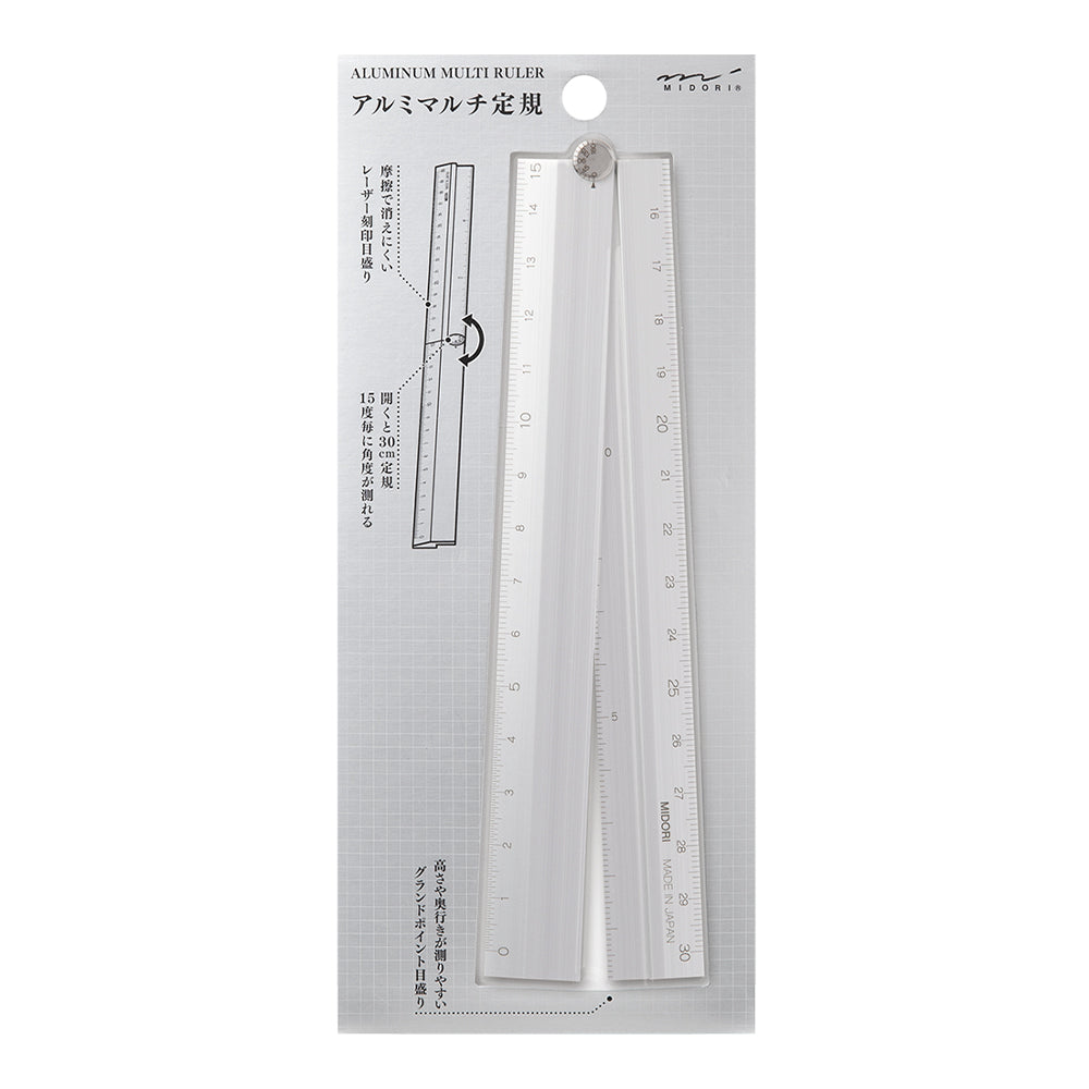 MIDORI Aluminum Multiple Ruler 30cm Silver A
