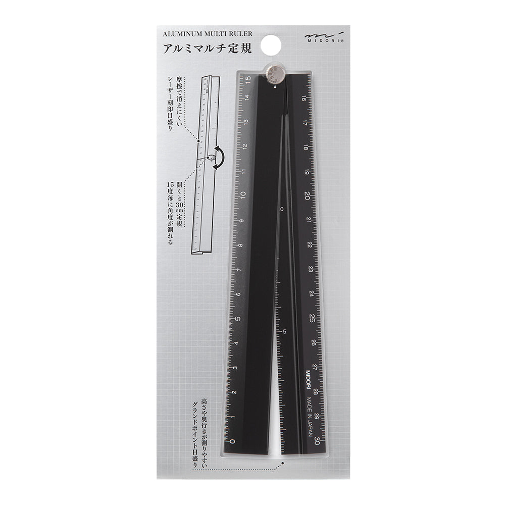 MIDORI Aluminum Multiple Ruler 30cm Black A