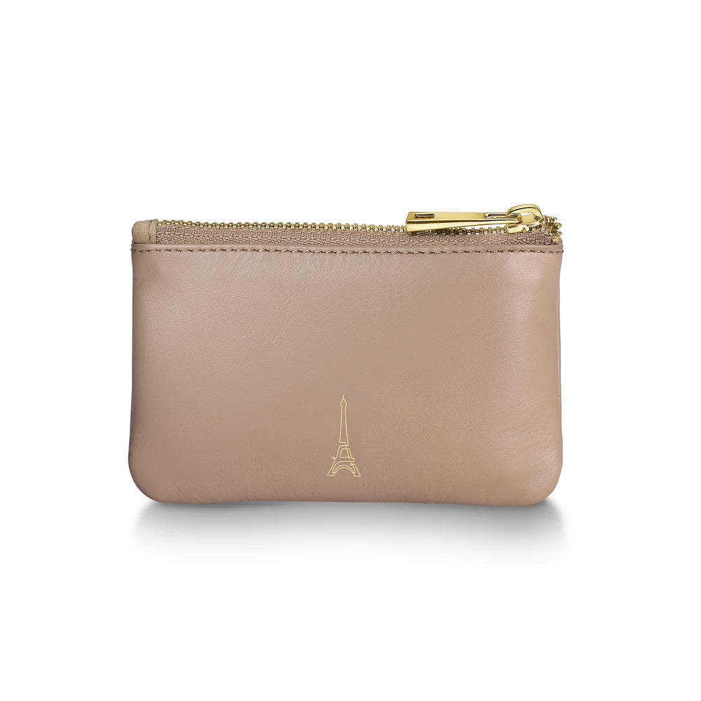 SHEAFFER x Emily In Paris Full-Grain Leather Zipped Key Fob Pouch - Taupe