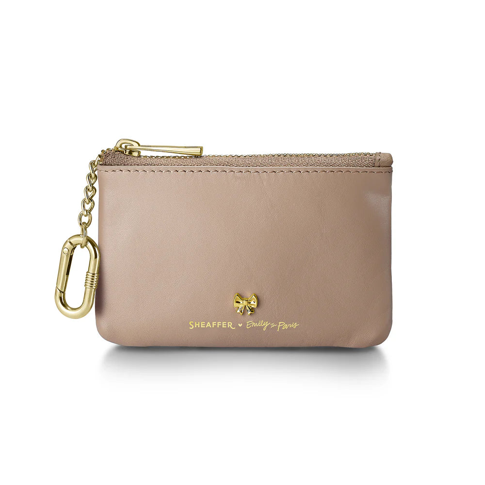 SHEAFFER x Emily In Paris Full-Grain Leather Zipped Key Fob Pouch - Taupe