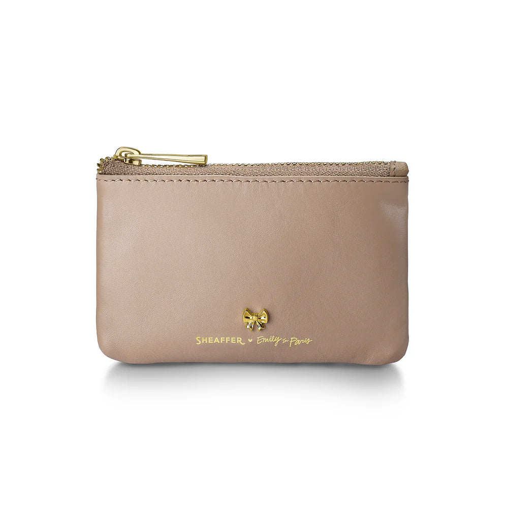 SHEAFFER x Emily In Paris Full-Grain Leather Zipped Key Fob Pouch - Taupe