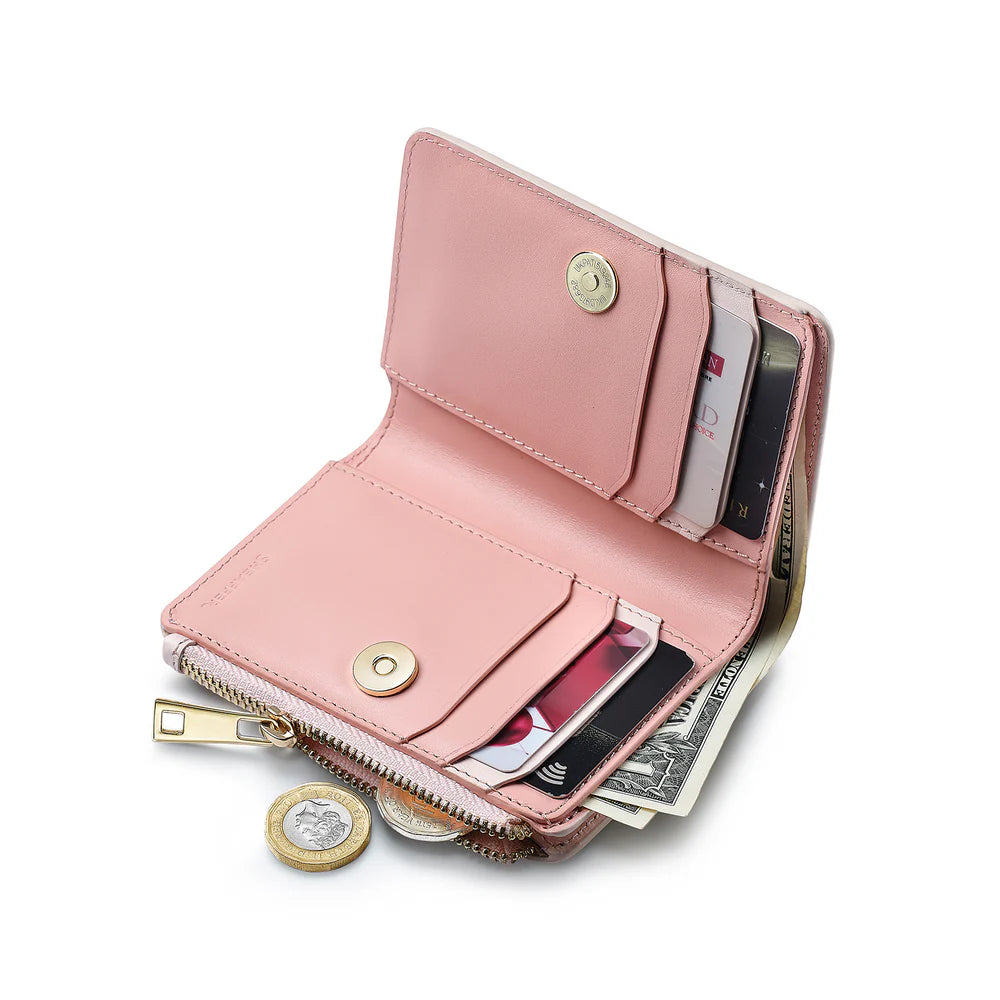 SHEAFFER x Emily In Paris Full-Grain Leather Zipped Bifold Coin Wallet - Pink