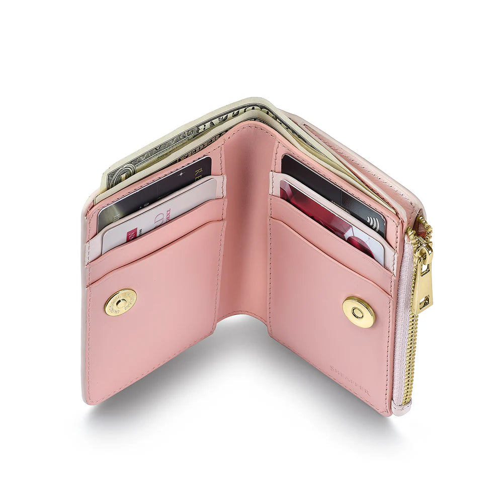 SHEAFFER x Emily In Paris Full-Grain Leather Zipped Bifold Coin Wallet - Pink