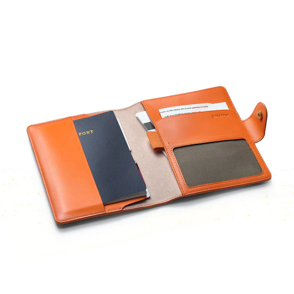 SHEAFFER x Emily In Paris Full-Grain Leather Passport Case with Pen Loop - Orange