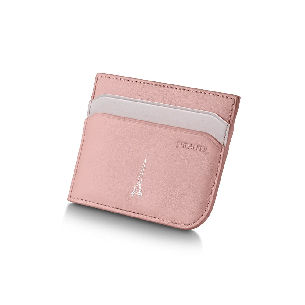 SHEAFFER x Emily In Paris Sentinel 321 Pink Matte Finish with Chrome Trims Ballpoint Pen and Full-Grain Leather Credit Card Holder Gift Set