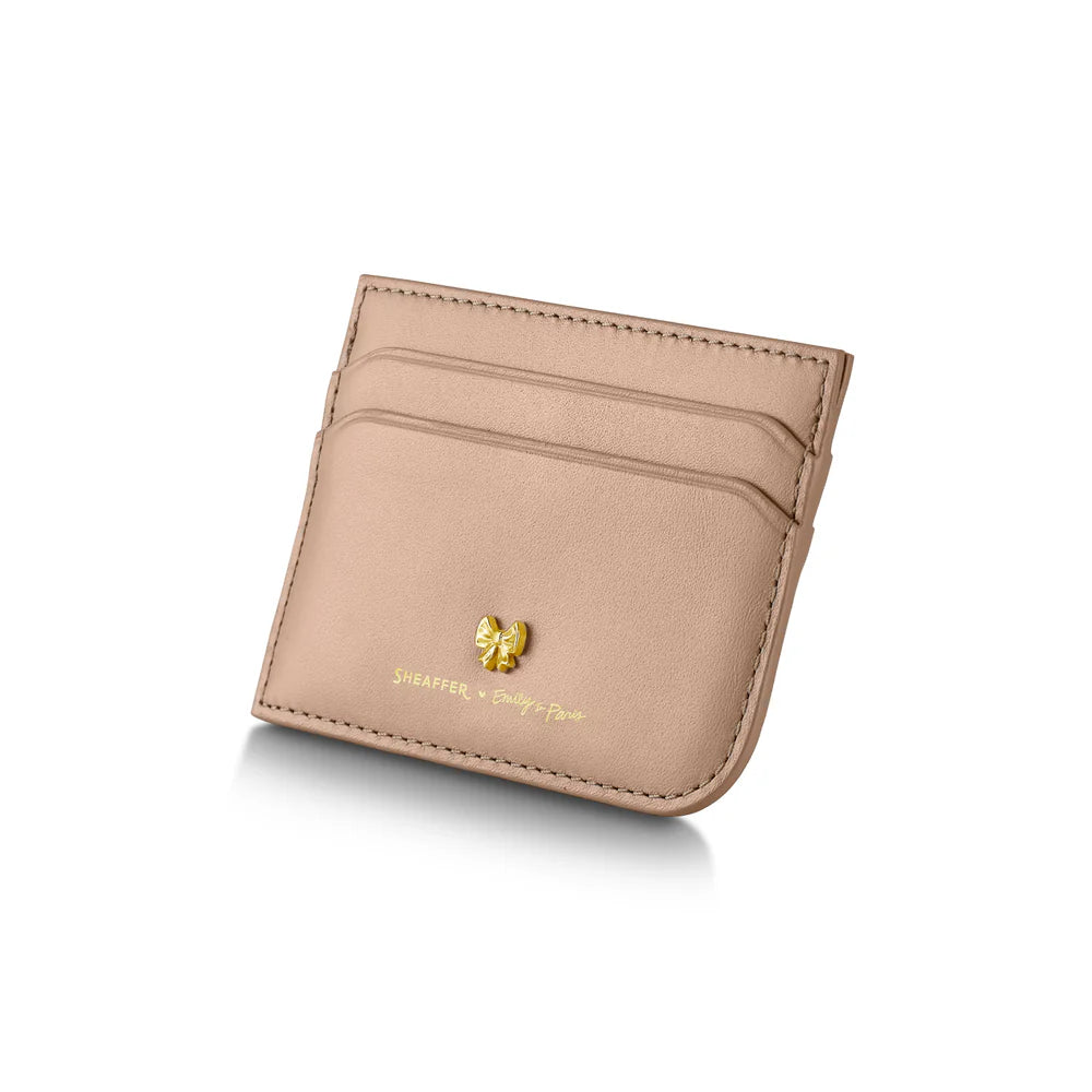 SHEAFFER x Emily In Paris 100 9377 Champagne Gold with Champgne Gold Trim Ballpoint Pen and Full-Grain Credit Card Holder Gift Set