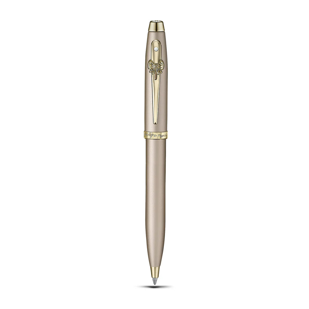SHEAFFER x Emily In Paris 100 9377 Champagne Gold with Champgne Gold Trim Ballpoint Pen and Full-Grain Credit Card Holder Gift Set