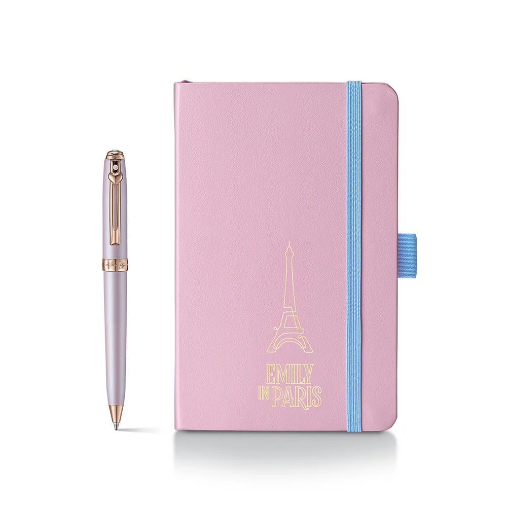 SHEAFFER x Emily In Paris Prelude Mini 9810 Pastel Pink with Swarovski Crystal Ballpoint Pen and Hardbound Notebook Small Gift Set