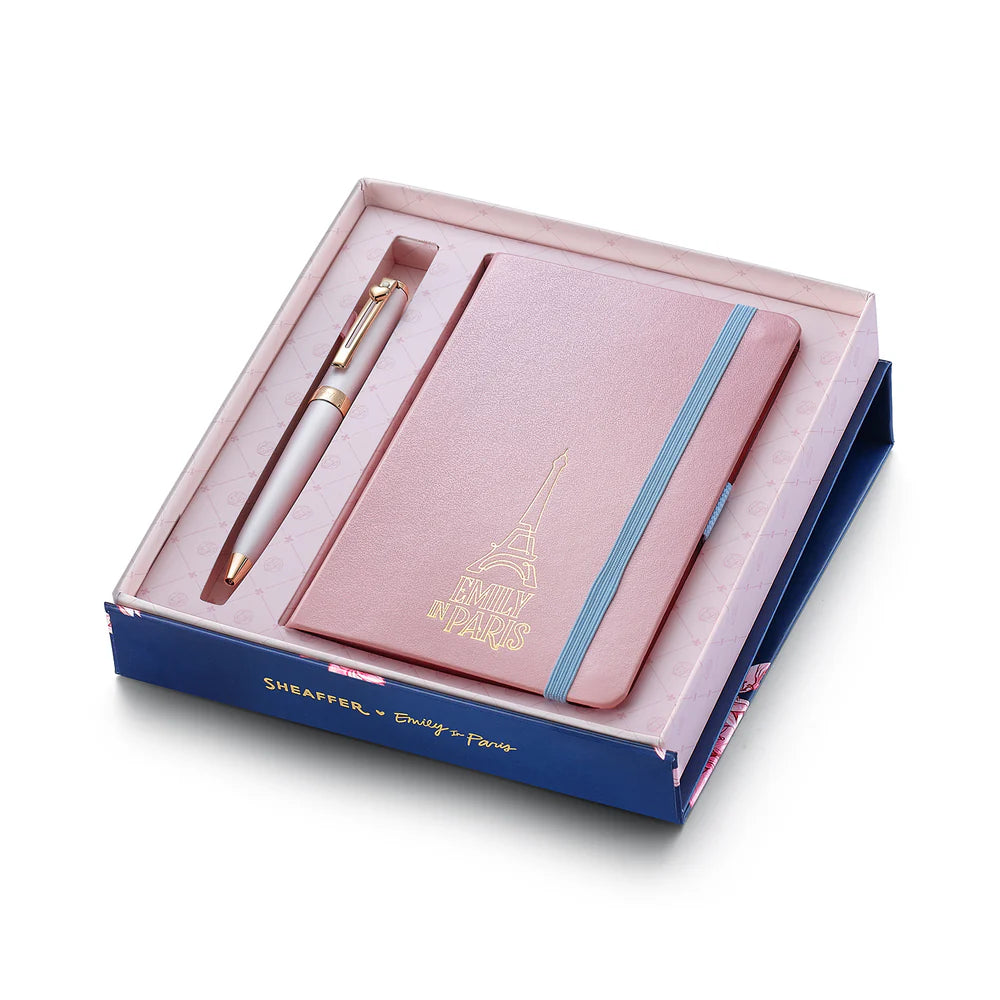 SHEAFFER x Emily In Paris Prelude Mini 9810 Pastel Pink with Swarovski Crystal Ballpoint Pen and Hardbound Notebook Small Gift Set