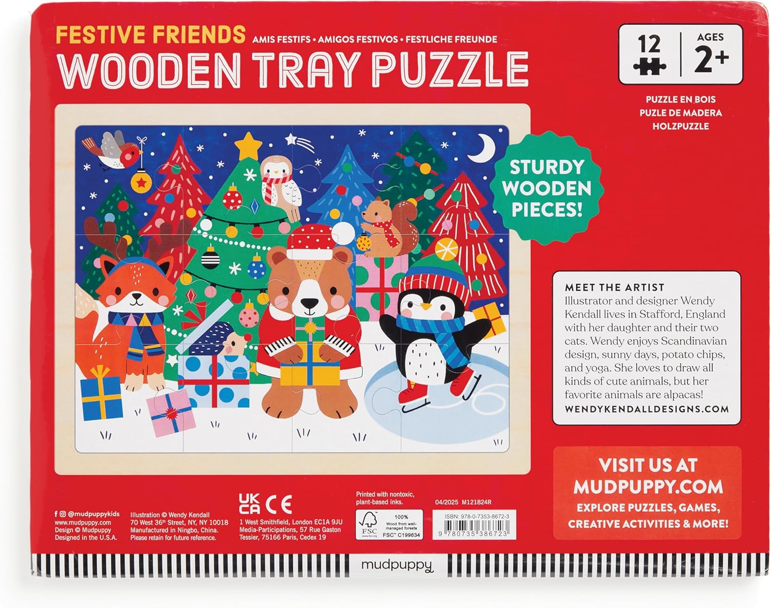 Christmas 12-Piece Wooden Tray Puzzle