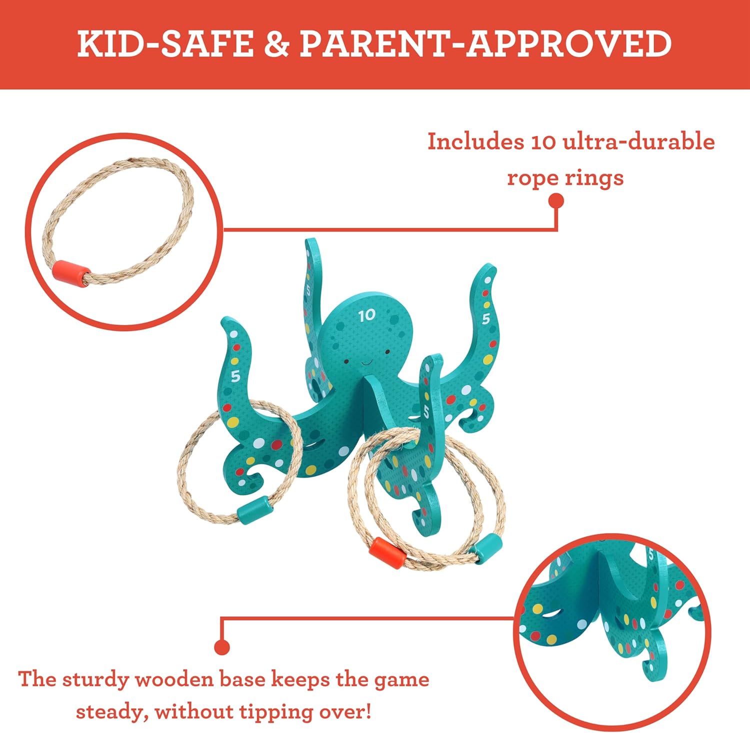 Happy Octopus Wooden Hoopla