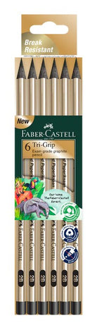 FABER-CASTELL Tri-Grip 2B Graphite Pencil 311816 Metallic Gold Blackwood 6s
