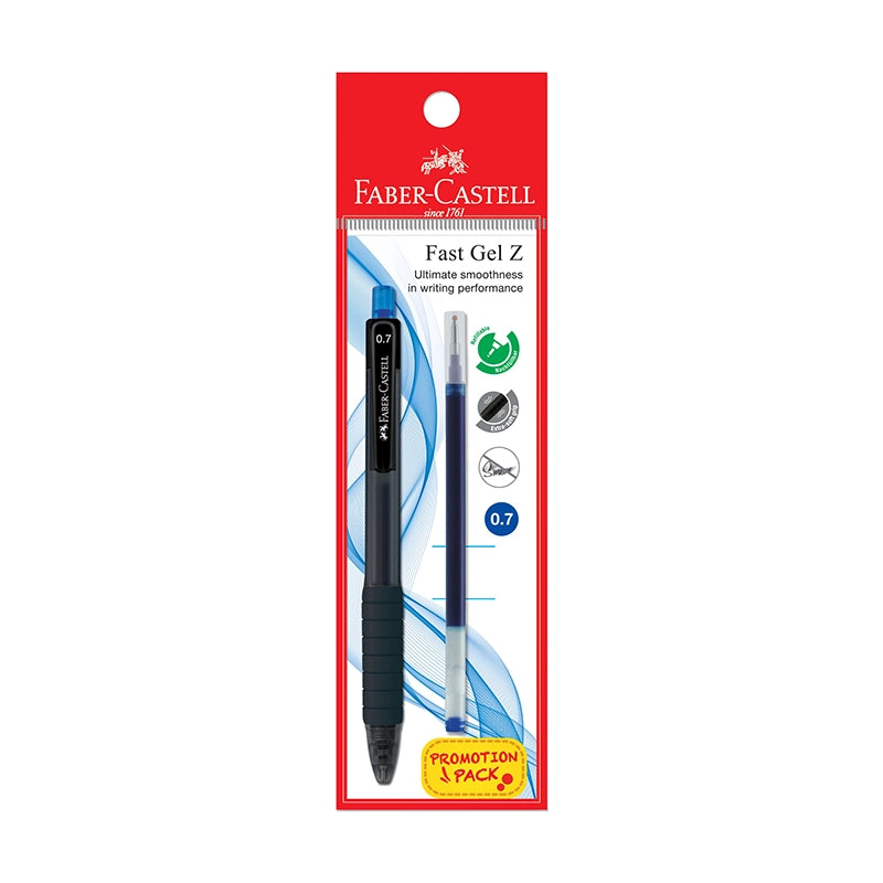FABER-CASTELL Fast Gel Z 0.7mm 643716 Blue Pen+Refill Promo Pack