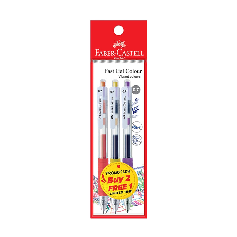 FABER-CASTELL Fast Gel Colour 0.7mm Buy 2 Free 1 640958 Orange/Gold/Lilac