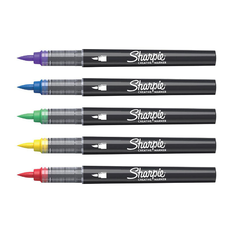 SHARPIE Creative Marker Acrylic Bursh Tip 5 Colours in Blister Pack