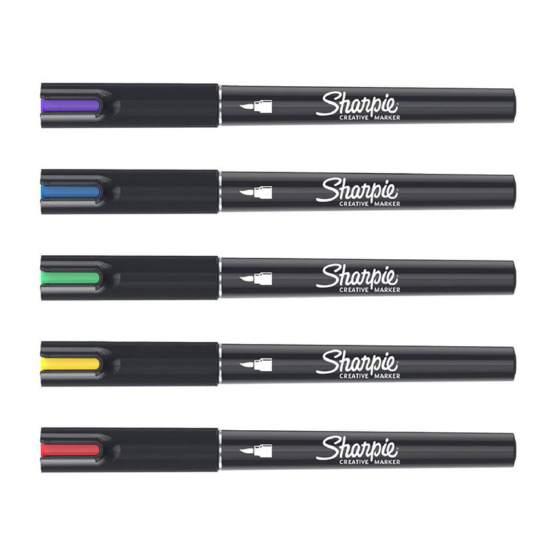 SHARPIE Creative Marker Acrylic Bursh Tip 5 Colours in Blister Pack