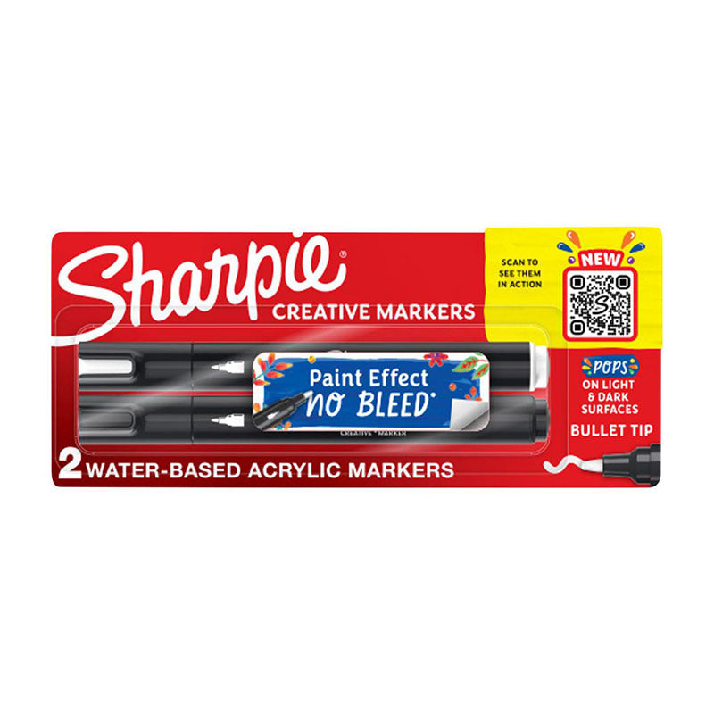 SHARPIE Creative Marker Acrylic Bullet Tip 2 Colours in Blister Pack