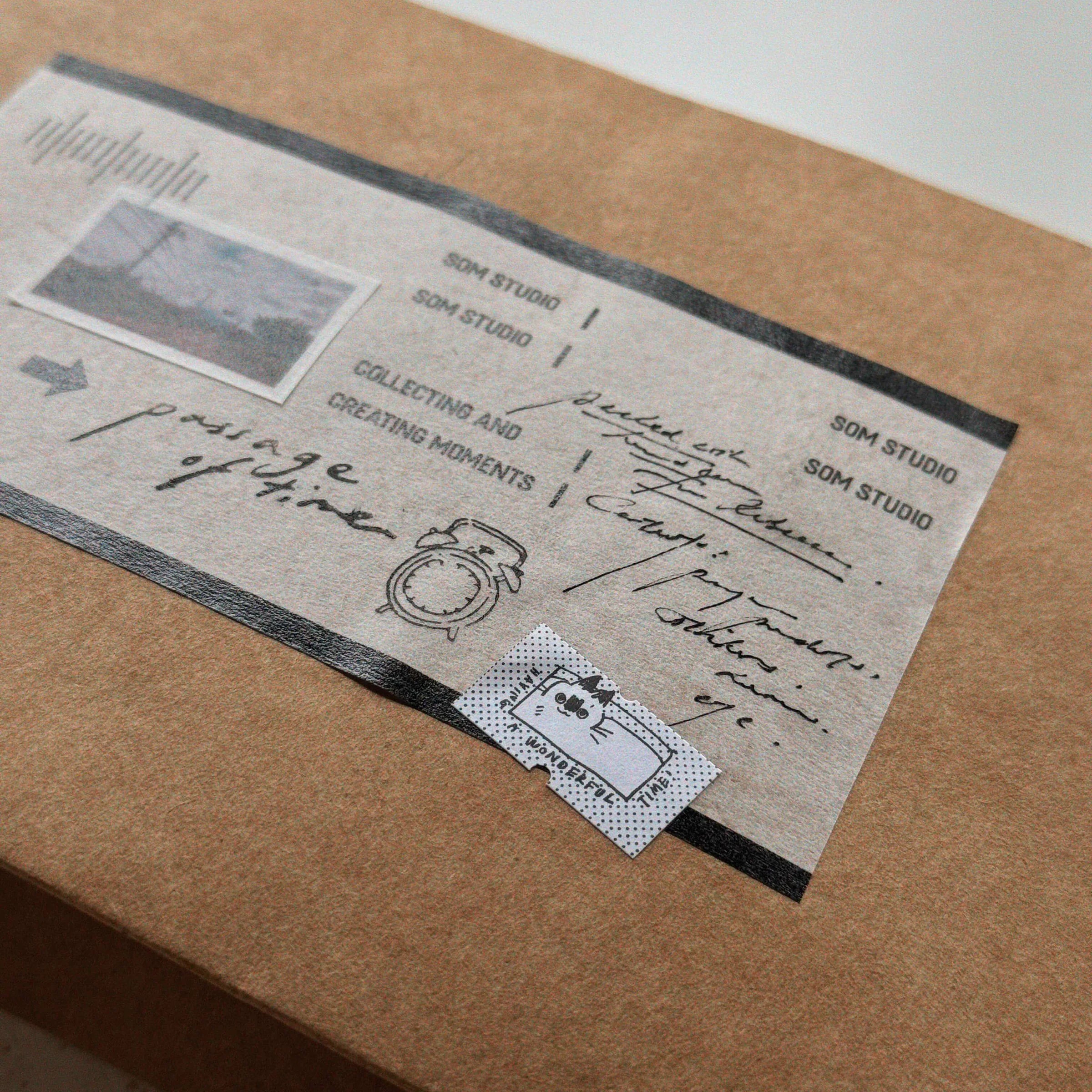 SOM STUDIO 120 Film Backing Paper Washi Tape Black And White Full Roll (10m)