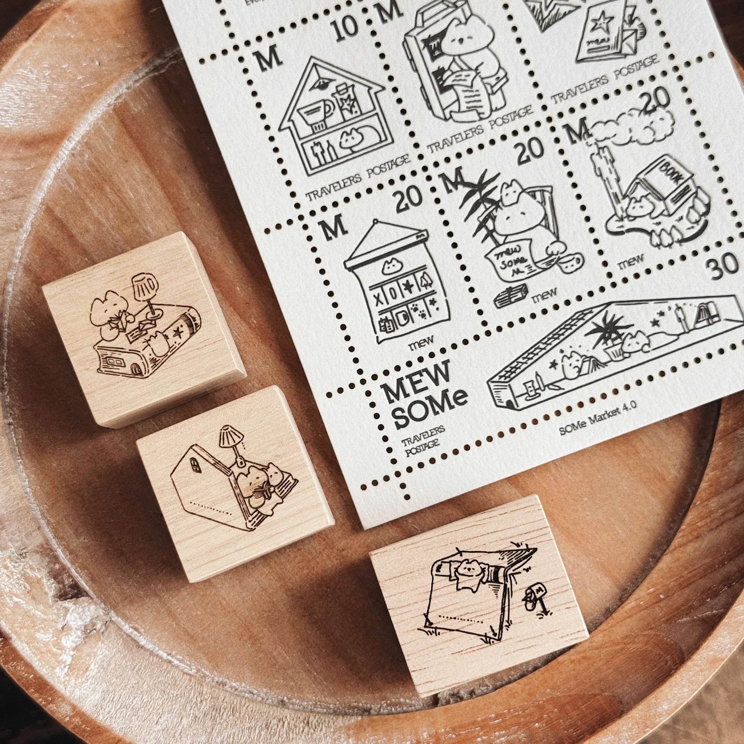 SOM x mewmewbeam Letterpress Decorative Postage Stamp Sheet