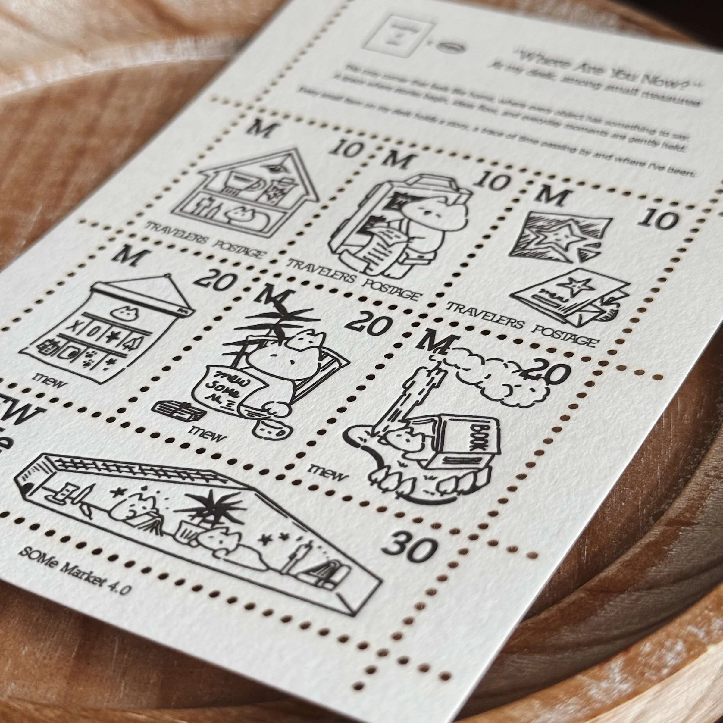 SOM x mewmewbeam Letterpress Decorative Postage Stamp Sheet