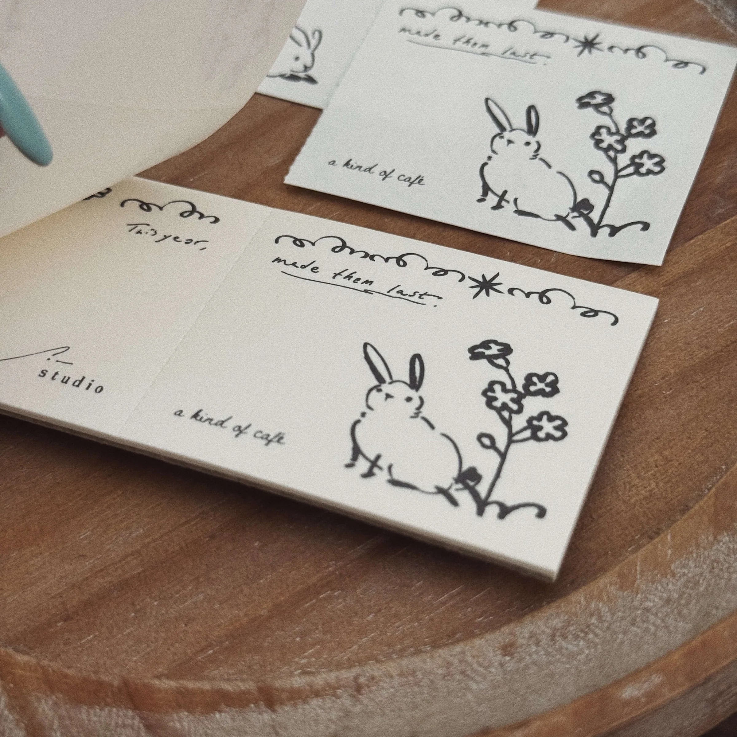 SOM x a kind of cafe Perforated Memo Pad Gentle Rabbit Duo