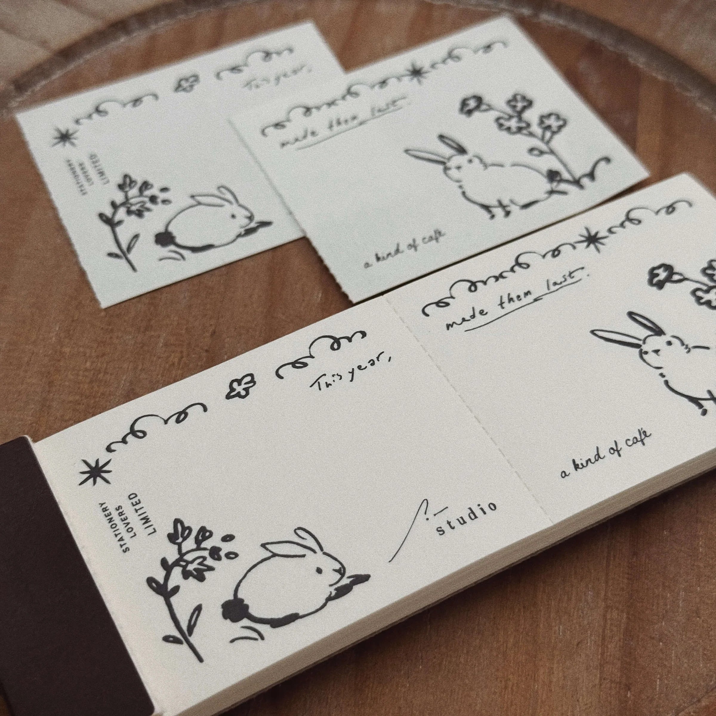 SOM x a kind of cafe Perforated Memo Pad Gentle Rabbit Duo