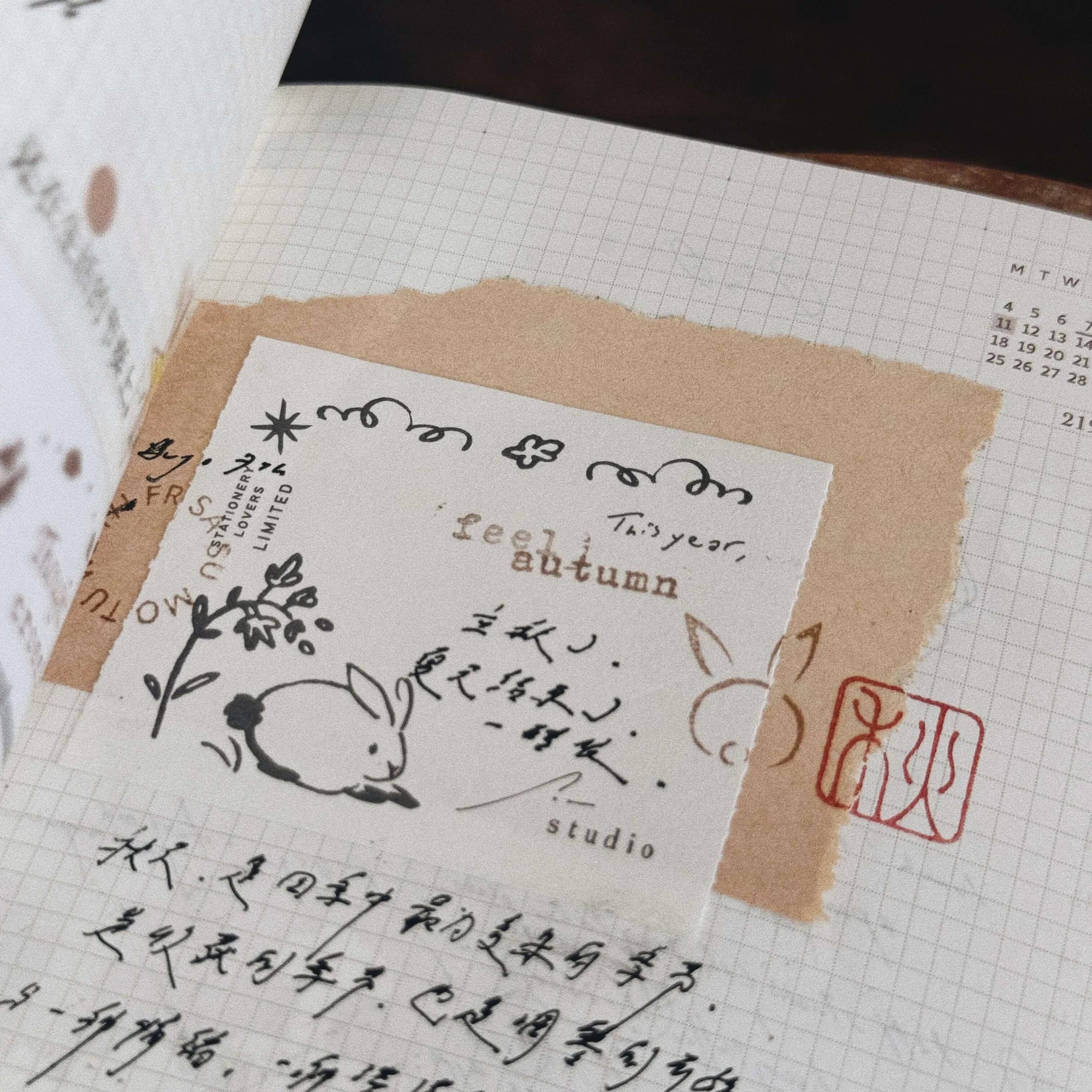 SOM x a kind of cafe Perforated Memo Pad Gentle Rabbit Duo