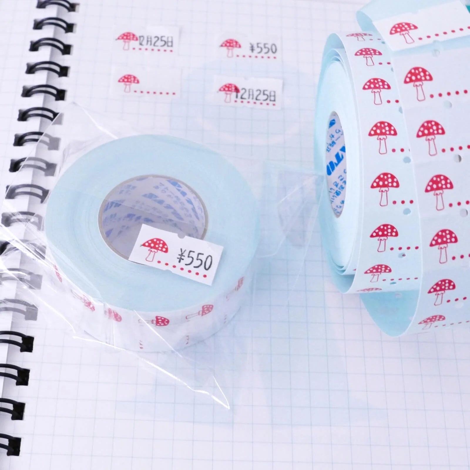 PANDA FACTORY Price Tag Labels Mushroom Full Roll (1000± pieces)