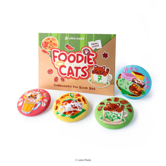 LOKAMADE Embroidery Pin Blind Bag EB03S: Foodie Cats 1pc