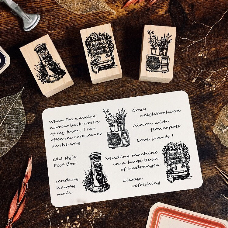 OHS Rubber Stamp Cosy Neighbourhood Retro Postbox