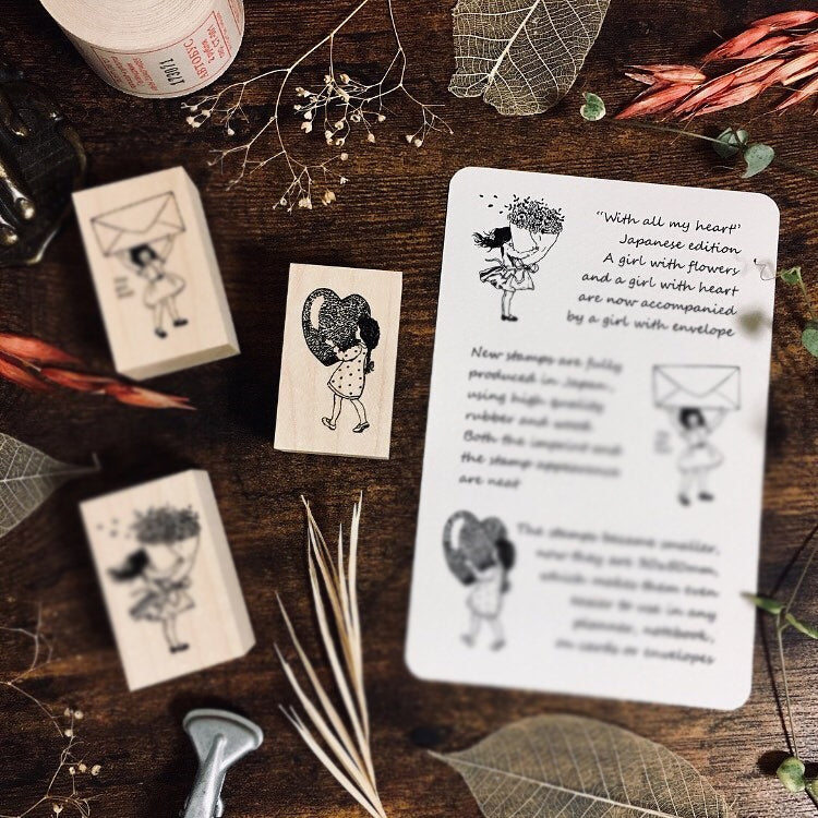 OHS With All My Heart Girl Rubber Stamp Girl With Letter