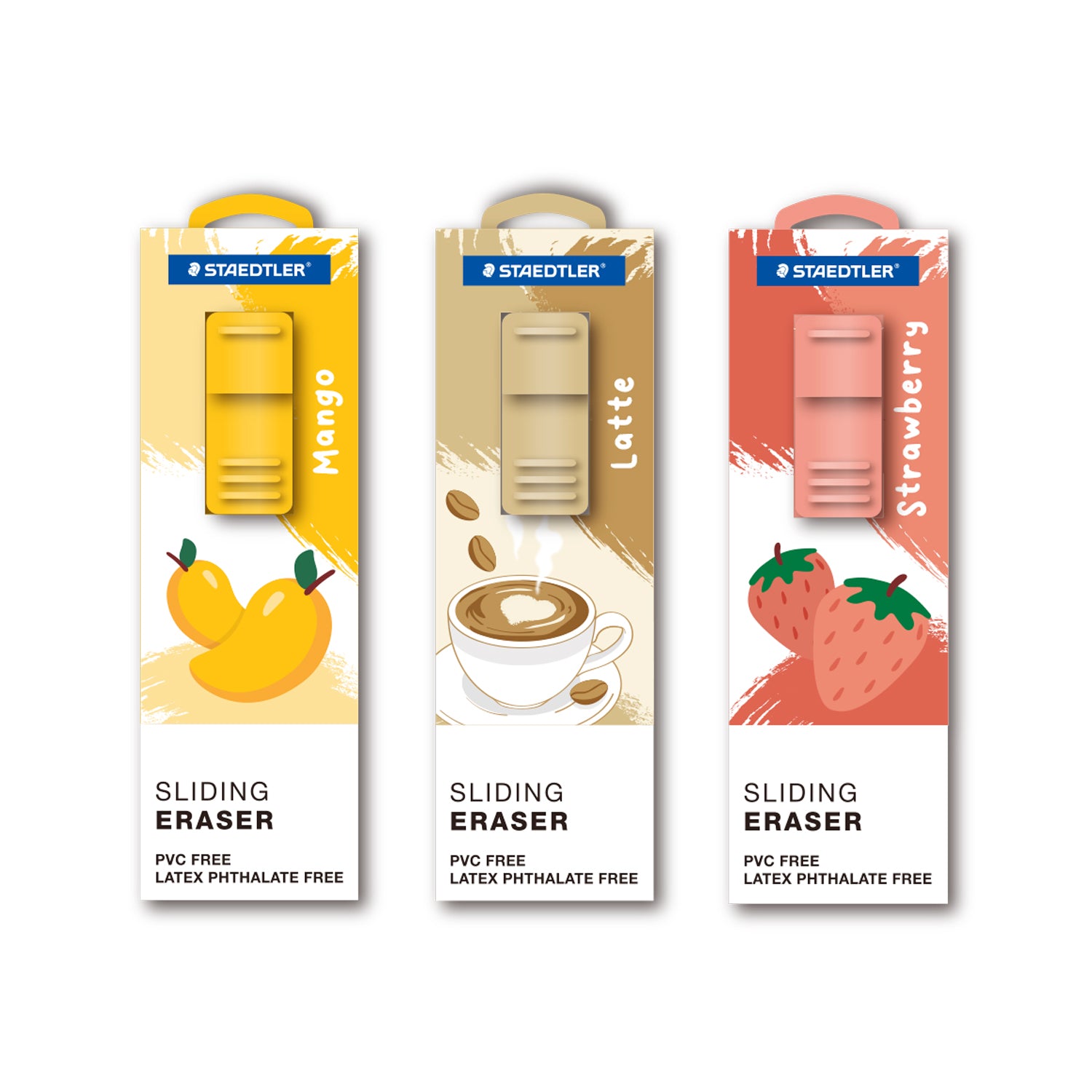 STAEDTLER PVC-Free Eraser with Sliding Plastic Sleeve Cafe Edition Assorted