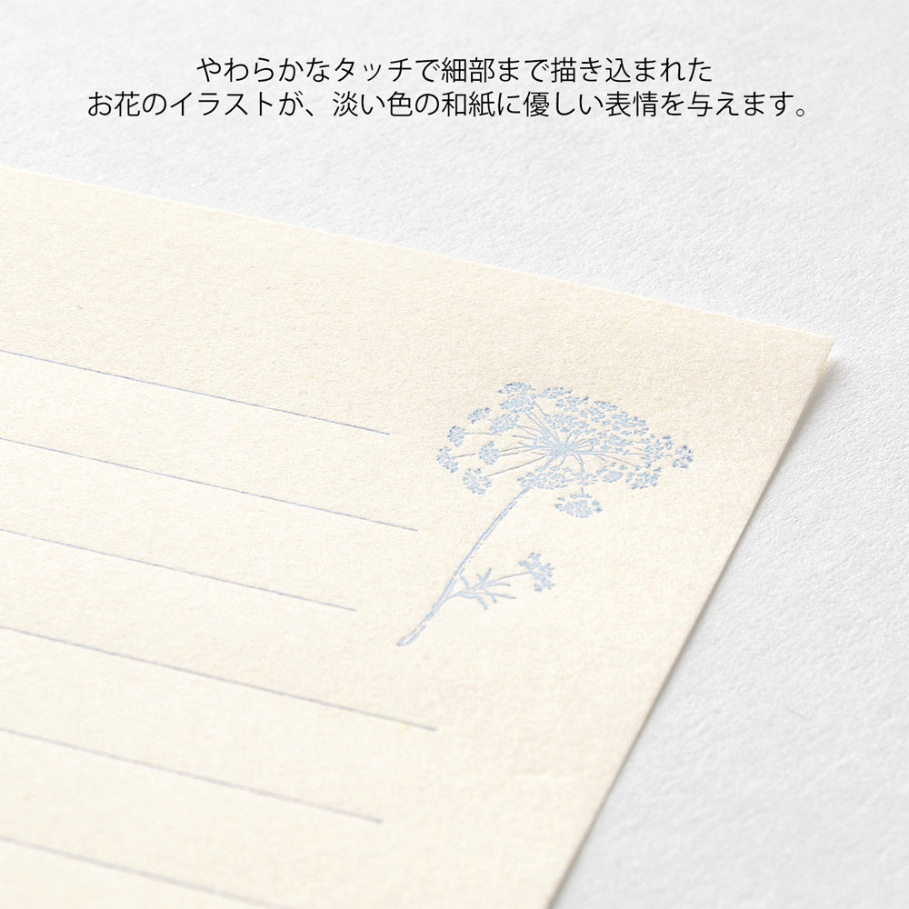 MIDORI Mini Letter Set Hanairo Washi White