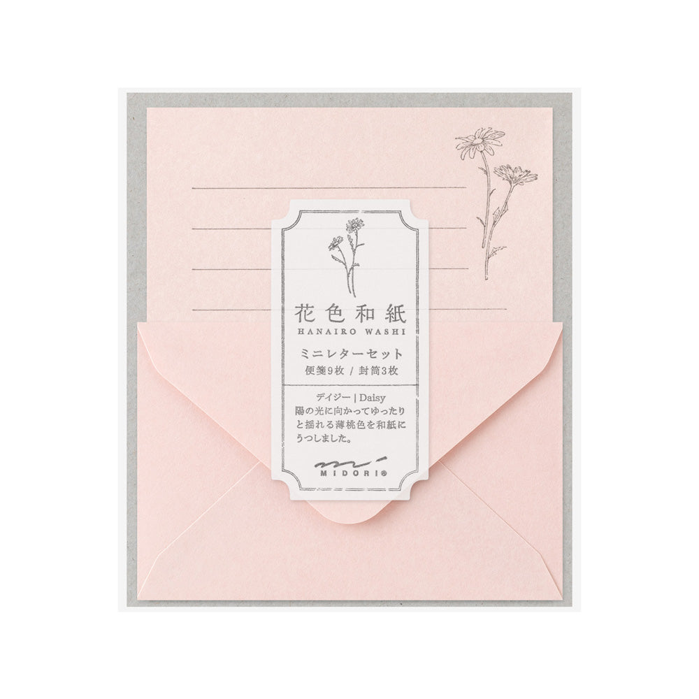 MIDORI Mini Letter Set Hanairo Washi Pink